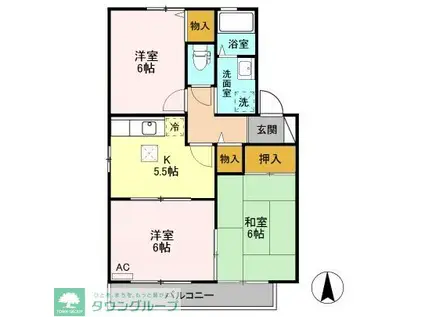 ロイヤルビュー太田 C(3K/1階)の間取り写真