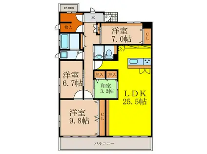ガルデン穂波(4LDK/5階)の間取り写真
