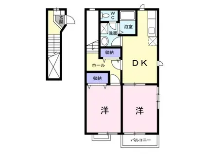 カーサカネジョウA(2DK/2階)の間取り写真