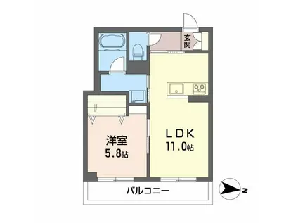 タン カルム(1LDK/2階)の間取り写真