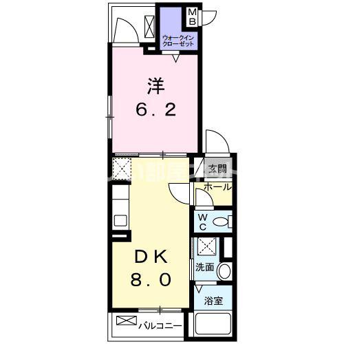 プラシード(1LDK/2階)の間取り写真