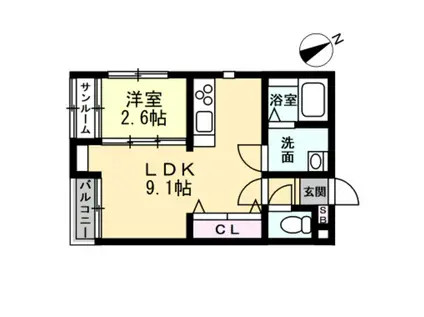 COZYII(1LDK/1階)の間取り写真