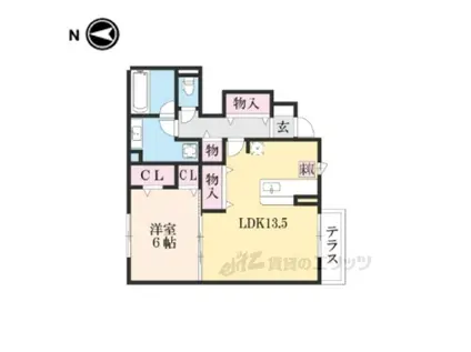 ソシア A(1LDK/1階)の間取り写真
