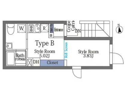 グランデール町屋(1DK/2階)の間取り写真