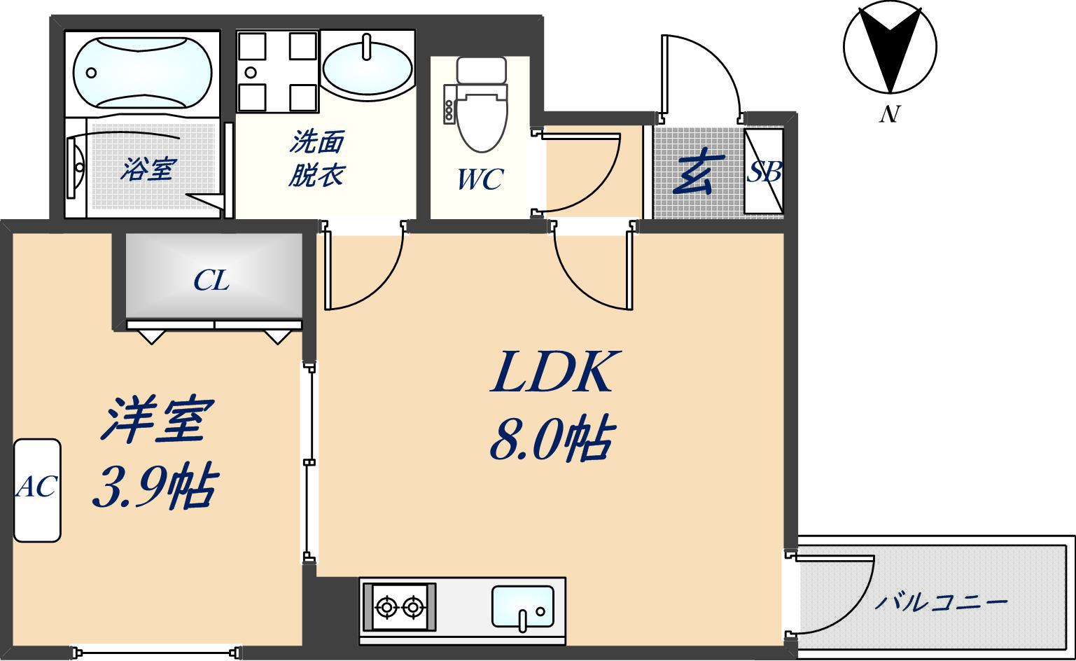 D PORTA TRAPA(1LDK/2階)の間取り写真