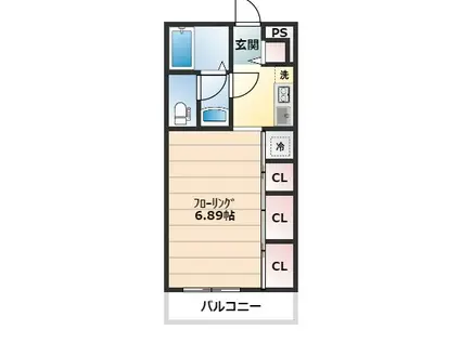 リブリ・カワセミ(1K/2階)の間取り写真