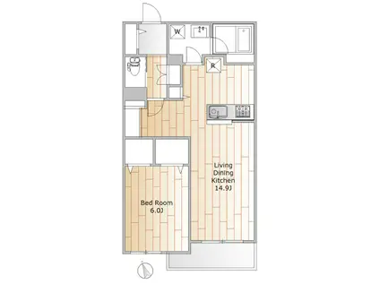エルテ下馬(1LDK/1階)の間取り写真
