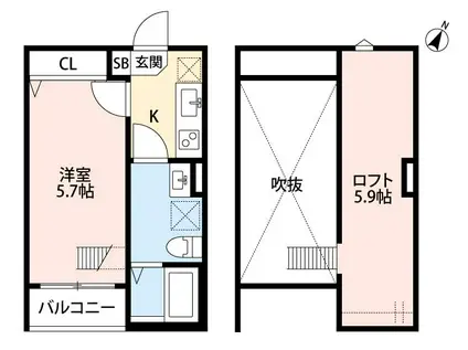 THREE FOREST 東大宮(1K/2階)の間取り写真