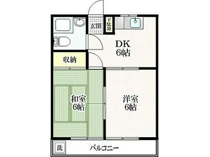 ハイツ山際(2DK/1階)の間取り写真