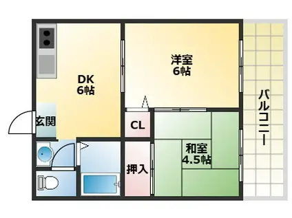 グランドハイム(2DK/4階)の間取り写真