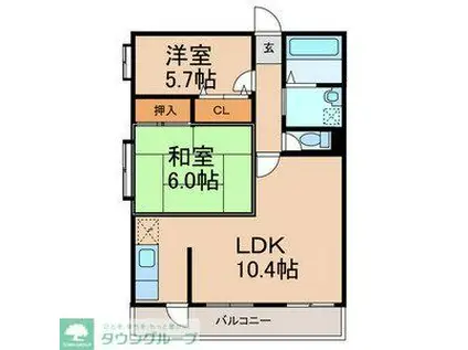 第1泉ビル(2LDK/5階)の間取り写真