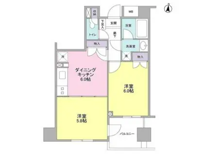 KS新中野(2DK/10階)の間取り写真