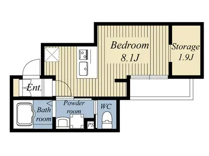 ビレッジFLOWERアベニュー(1SK/2階)の間取り写真