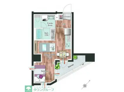 デュオフラッツ板橋大山(1LDK/12階)の間取り写真