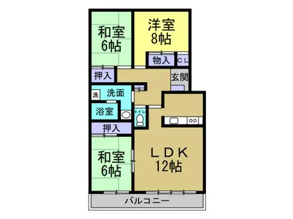 大豊ヒルズ(3LDK/3階)の間取り写真