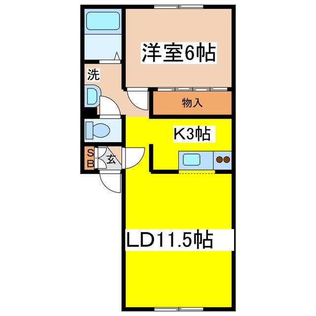 ハイセレス(1LDK/1階)の間取り写真