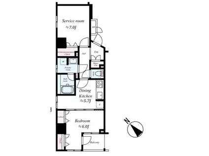 レヴィーナ東京八重洲通(1DK/2階)の間取り写真
