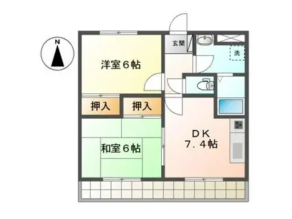 プレイスアーク(2DK/1階)の間取り写真