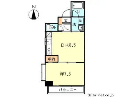 グランバトーM(1DK/4階)の間取り写真