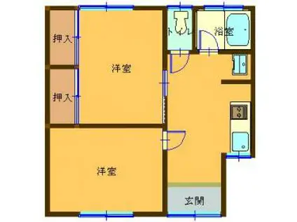 第一コーポさくら(2DK/1階)の間取り写真