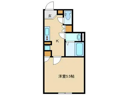 クレイノクリスマスローズ(1K/1階)の間取り写真