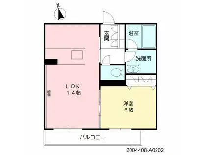 シャーメゾン江津湖(1LDK/2階)の間取り写真