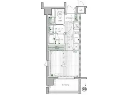 ガーラ大森リバーサイド(1K/4階)の間取り写真