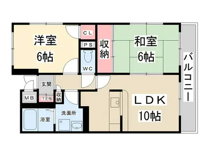 ローズマンション(2LDK/5階)の間取り写真