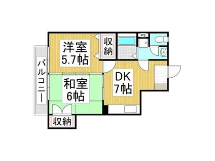 下田ハイツ馬場町(2DK/3階)の間取り写真