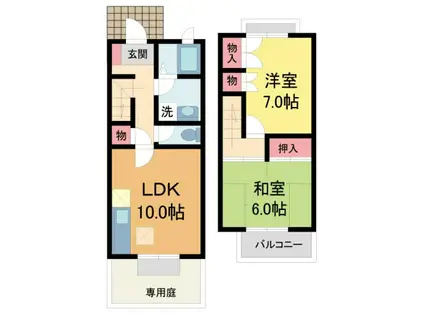 ディアコート夙川(2LDK/1階)の間取り写真