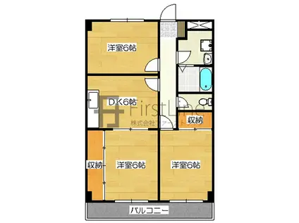 シャトーレ都府楼(3DK/3階)の間取り写真