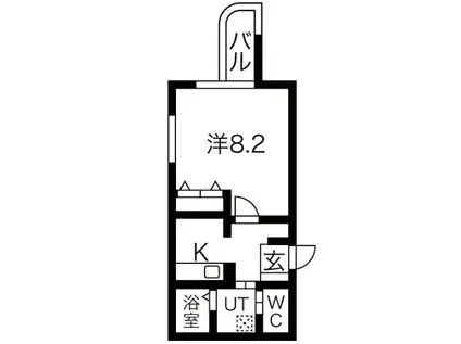 WILL鶴舞(1K/2階)の間取り写真