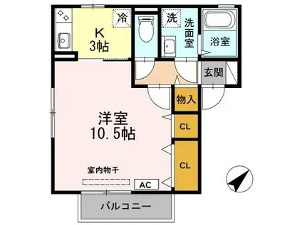 モナリエ久美(1K/2階)の間取り写真