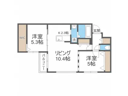 ビッグレジデンス山の手(2LDK/4階)の間取り写真