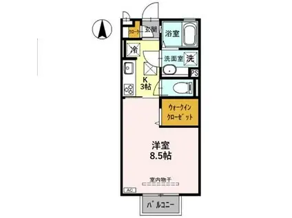 インセーム・ア・エリ(1K/1階)の間取り写真