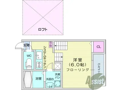 エスペランサ河原町(1K/1階)の間取り写真