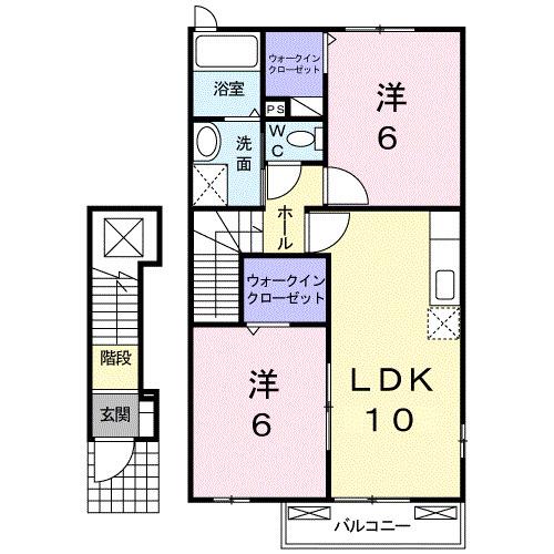 ガーデンハウスS・K II(2LDK/2階)の間取り写真