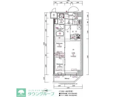 プレール・ドゥーク亀戸小村井(2LDK/1階)の間取り写真