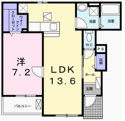 フィレール デュ トラジャVI(1LDK/1階)の間取り写真
