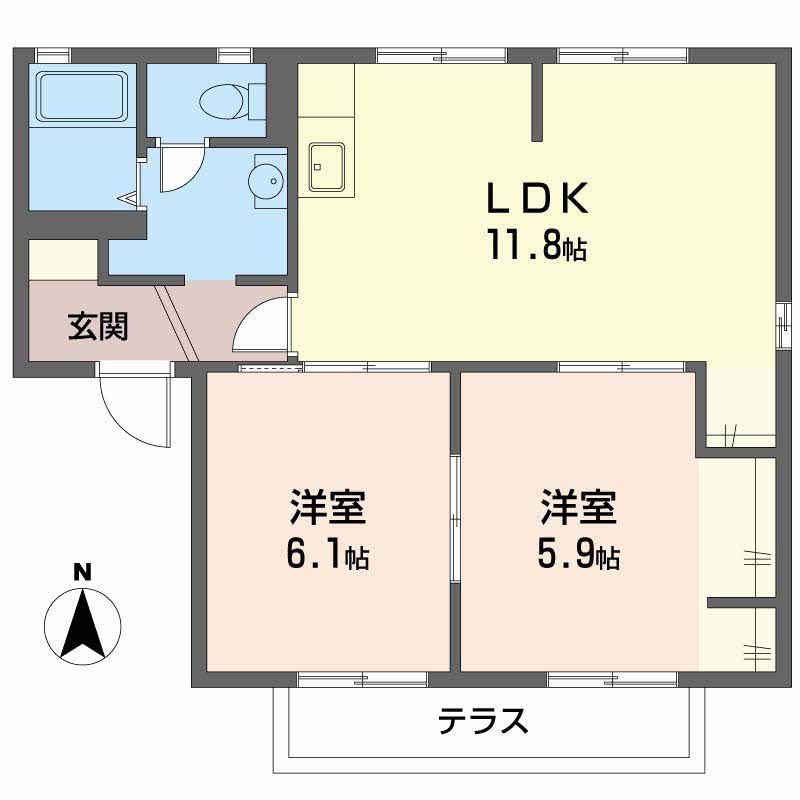 エクセレント桜ヶ丘(2LDK/1階)の間取り写真