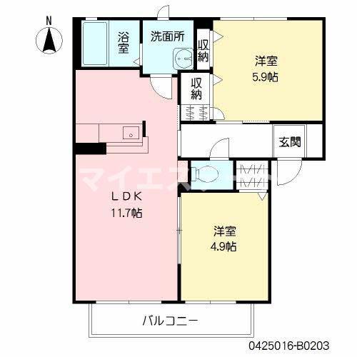 シャーメゾン ルミエール II棟(2LDK/2階)の間取り写真