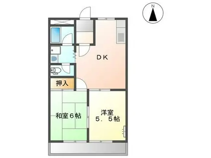 ツインハイムミサトA棟(2DK/1階)の間取り写真