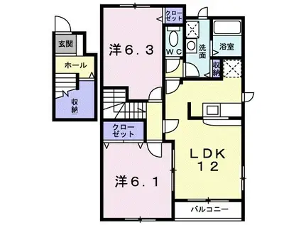 グランジエル(2LDK/2階)の間取り写真