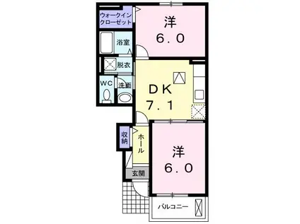マーガレットハウス(2DK/1階)の間取り写真