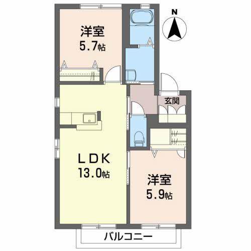 ハイツ・サンリリィ(2LDK/2階)の間取り写真