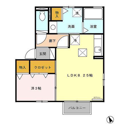 メモワール ウィルモア(1LDK/1階)の間取り写真