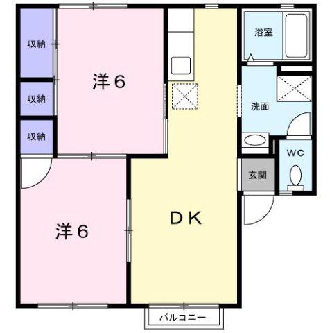 シャトー北新町(2LDK/2階)の間取り写真