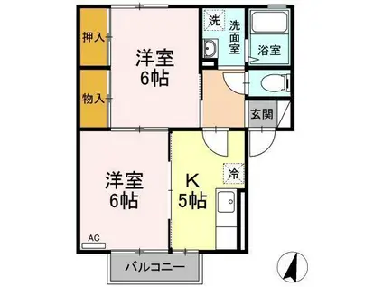 コスミオン(2K/2階)の間取り写真