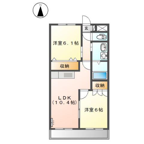 サン・パレス森(2LDK/2階)の間取り写真