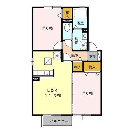 サンモール(2LDK/2階)の間取り写真
